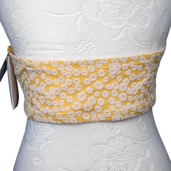 & Other Stories Yellow Floral Textured Bandeau Bikini Top Size 10 NWT - Picture 7 of 10